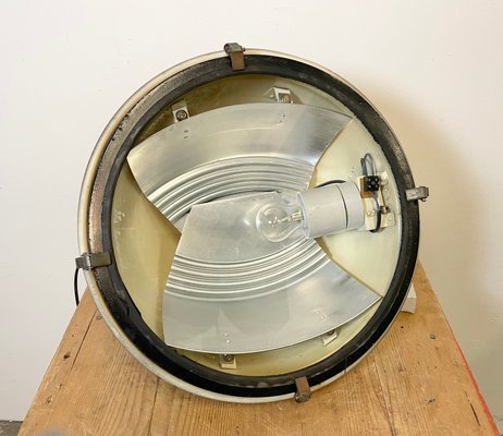 Industrial Grey Pendant Lamp with Clear Glass Cover, 1970s-CGF-1145687