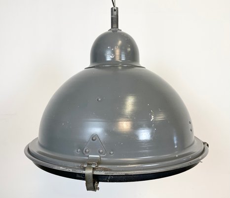 Industrial Grey Pendant Lamp with Clear Glass Cover, 1970s-CGF-1145687