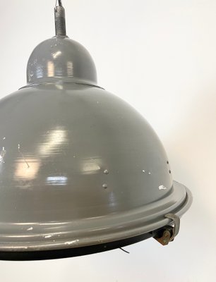 Industrial Grey Pendant Lamp with Clear Glass Cover, 1970s-CGF-1145687