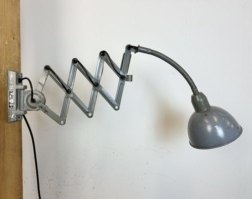 Industrial Grey Scissor Wall Lamp from Elektroinstala, 1960s-CGF-1731817