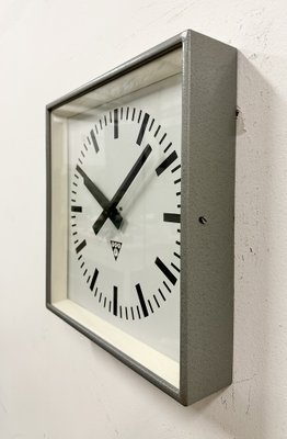 Industrial Grey Square Wall Clock from Pragotron, 1980s-CGF-1703546