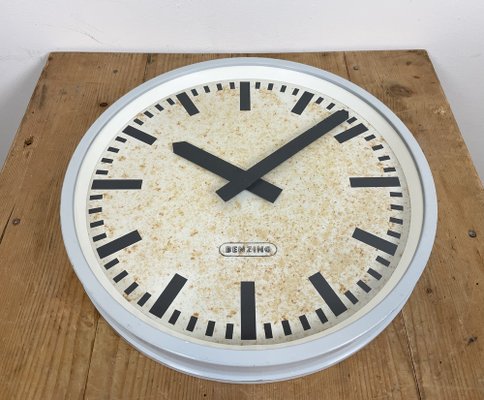 Industrial Grey Wall Clock from Benzing, 1960s-CGF-1259791