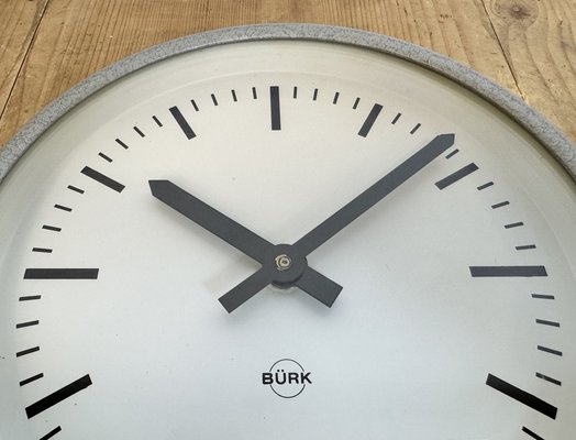 Industrial Grey Wall Clock from Burk, 1970s-CGF-1756853