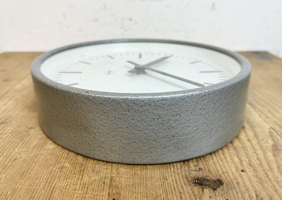 Industrial Grey Wall Clock from Burk, 1970s-CGF-1756853