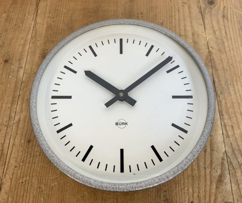 Industrial Grey Wall Clock from Burk, 1970s-CGF-1756853