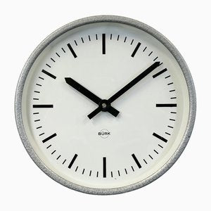 Industrial Grey Wall Clock from Burk, 1970s-CGF-1756853