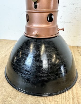 Industrial Italian Black Enamel Factory Lamp with Iron Top, 1950s-CGF-1747342