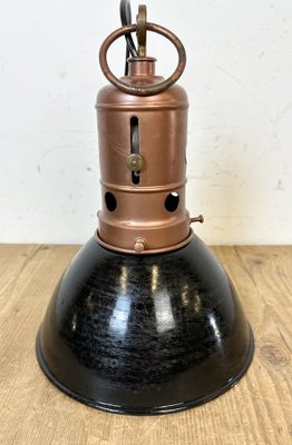 Industrial Italian Black Enamel Factory Lamp with Iron Top, 1950s-CGF-1747342