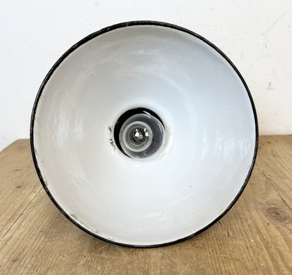 Industrial Italian Black Enamel Factory Lamp with Iron Top, 1950s-CGF-1747342