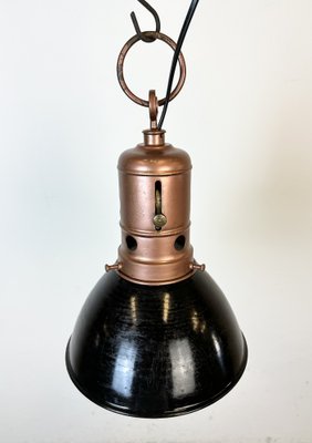 Industrial Italian Black Enamel Factory Lamp with Iron Top, 1950s-CGF-1747342