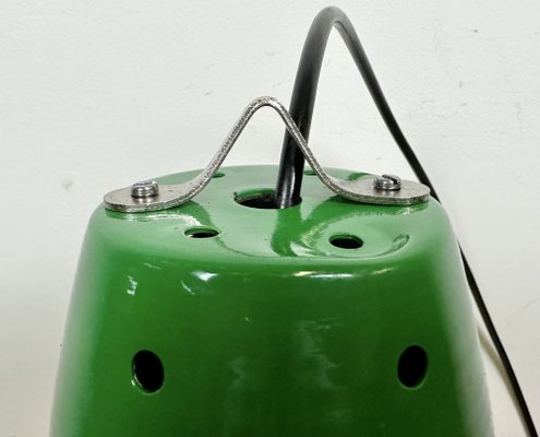 Industrial Italian Green Factory Hanging Lamp, 1970s-CGF-1750008