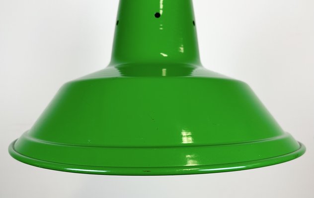 Industrial Italian Green Factory Hanging Lamp, 1970s-CGF-1750008