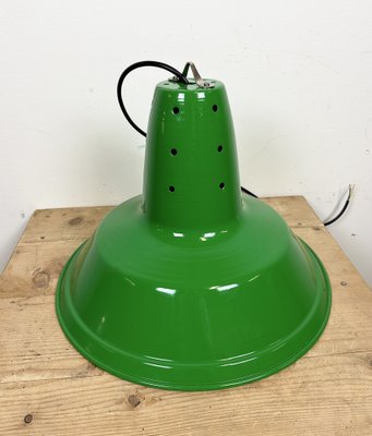 Industrial Italian Green Factory Hanging Lamp, 1970s-CGF-1750008