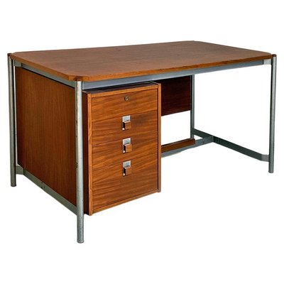 Industrial Italian Metal and Wood Desk with Drawers, 1970s-GDD-1452300