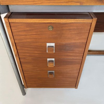 Industrial Italian Metal and Wood Desk with Drawers, 1970s-GDD-1452300