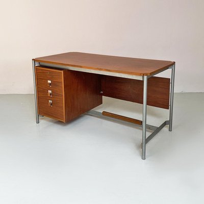 Industrial Italian Metal and Wood Desk with Drawers, 1970s-GDD-1452300