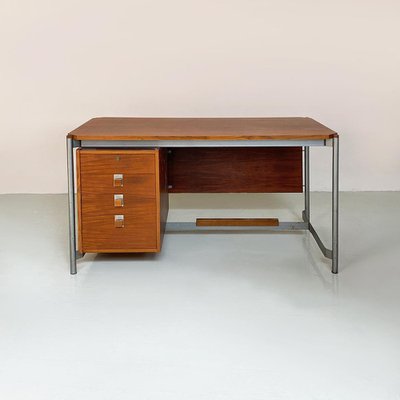 Industrial Italian Metal and Wood Desk with Drawers, 1970s-GDD-1452300