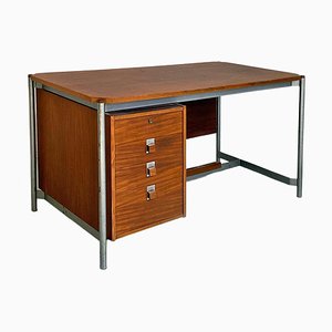 Industrial Italian Metal and Wood Desk with Drawers, 1970s-GDD-1452300