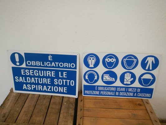 Industrial Italian Signs, 1990s, Set of 2-WWQ-692692