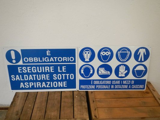 Industrial Italian Signs, 1990s, Set of 2-WWQ-692692