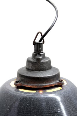 Industrial Light Grey Enamel and Cast Iron Pendant Lamp-BLS-740611