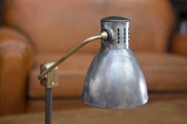 Industrial Metal and Brass Desk Lamp, 1950s-NEN-2043294