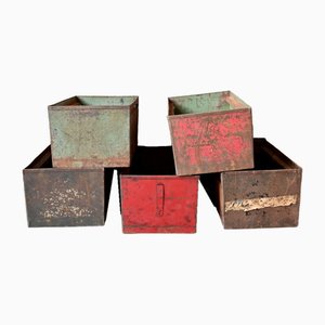 Industrial Metal Boxes, 1940s, Set of 5-AIU-1720680