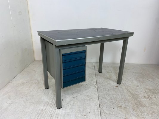 Industrial Metal & Linoleum Desk from Gispen, 1950s-DE-842719