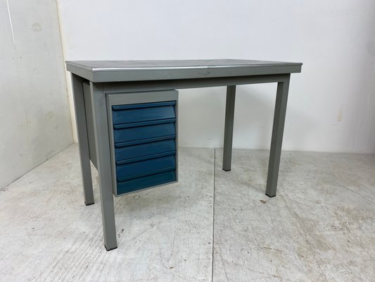 Industrial Metal & Linoleum Desk from Gispen, 1950s-DE-842719