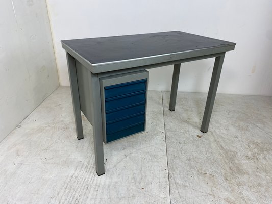 Industrial Metal & Linoleum Desk from Gispen, 1950s-DE-842719