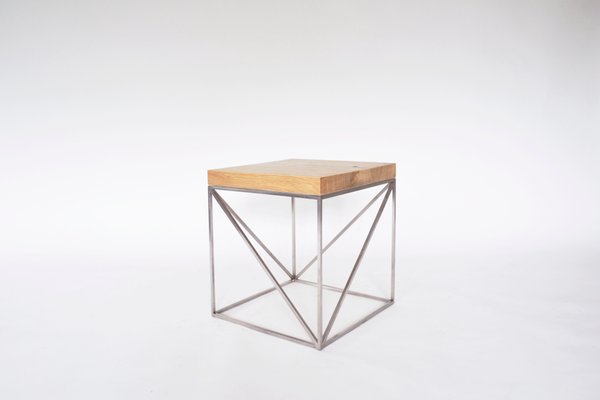 Industrial Minimal Solid Oak Wood and Stainless Steel Coffee Table from Crackstudio, 2009-RTX-1003752