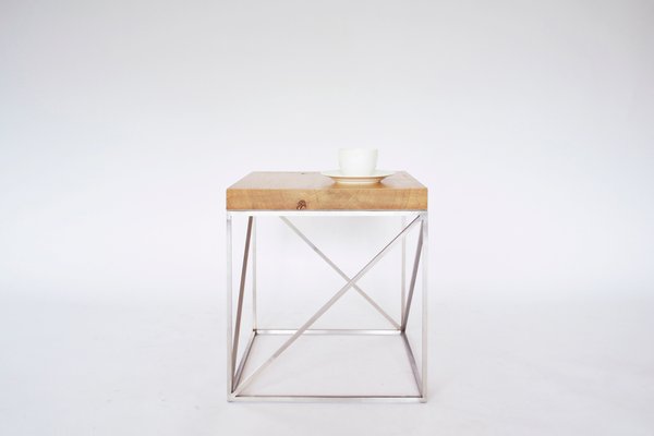 Industrial Minimal Solid Oak Wood and Stainless Steel Coffee Table from Crackstudio, 2009-RTX-1003752