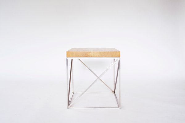 Industrial Minimal Solid Oak Wood and Stainless Steel Coffee Table from Crackstudio, 2009-RTX-1003752