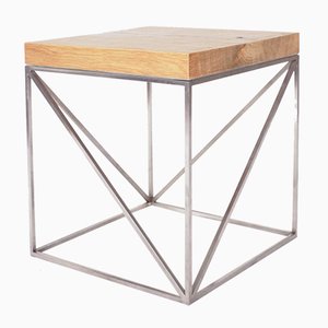 Industrial Minimal Solid Oak Wood and Stainless Steel Coffee Table from Crackstudio, 2009-RTX-1003752