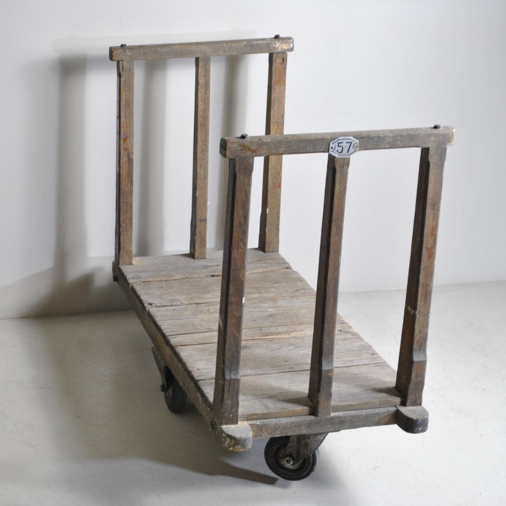 Industrial Mixed Wood Shopping Cart, 1930s