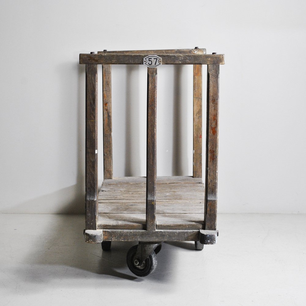 Industrial Mixed Wood Shopping Cart, 1930s