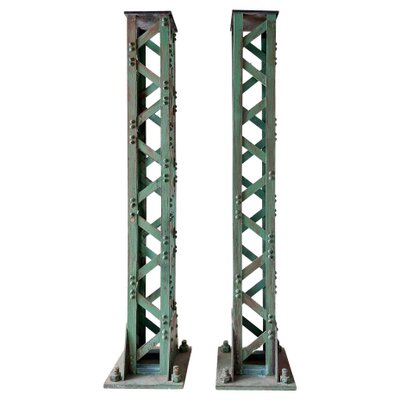 Industrial Patinated MDF Riveted Movie Props Columns, Set of 2-TDA-1376317