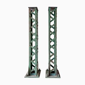 Industrial Patinated MDF Riveted Movie Props Columns, Set of 2-TDA-1376317