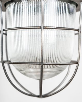 Industrial Pendant Lamp in Glass and Cast Iron, Poland, 1950s-DIP-1748751