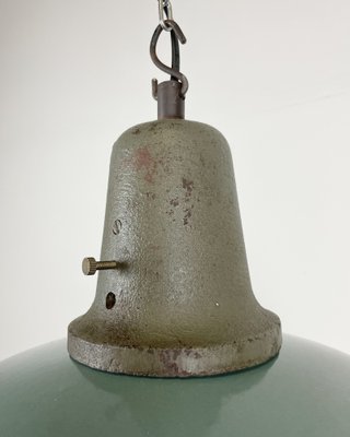 Industrial Petrol Enamel Factory Ceiling Lamp with Cast Iron Top, 1960s-CGF-1369103