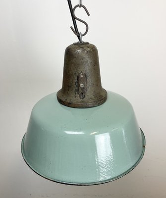 Industrial Petrol Enamel Factory Lamp with Cast Iron Top, 1960s-CGF-1404719