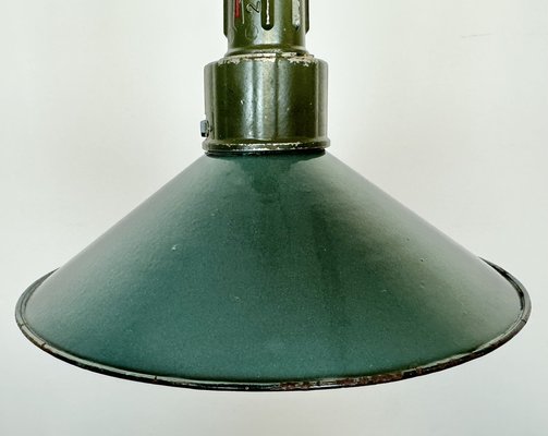 Industrial Petrol Enamel Military Pendant Lamp with Cast Aluminium Top, 1960s-CGF-1703551