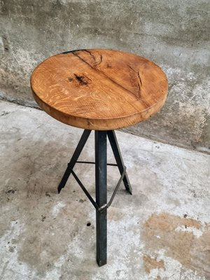 Industrial Plant Table in Oak with Iron Leg, 1960s-IFQ-1737287