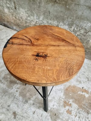 Industrial Plant Table in Oak with Iron Leg, 1960s-IFQ-1737287