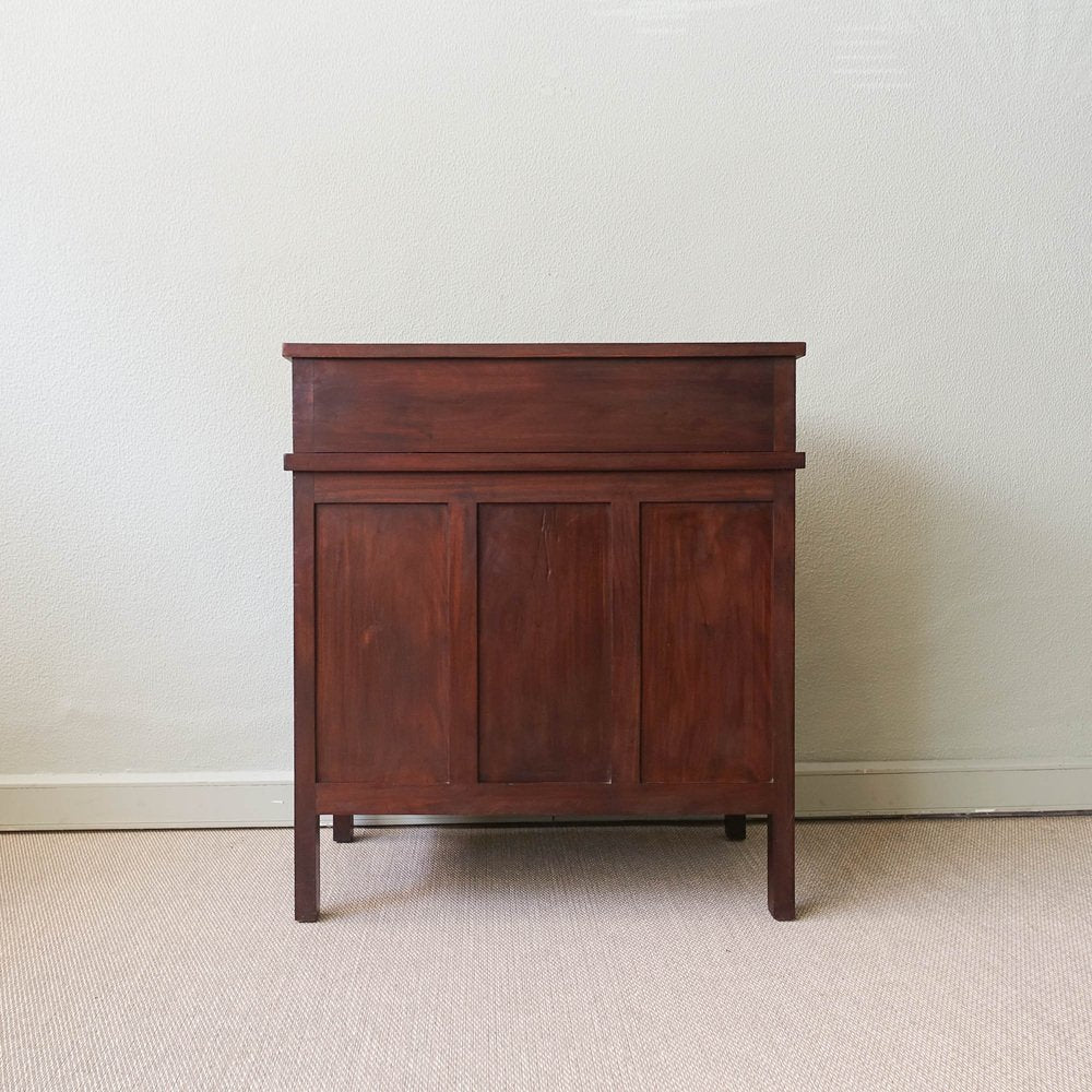 Industrial Portuguese Oak Wood Tambour Door Desk, 1940s