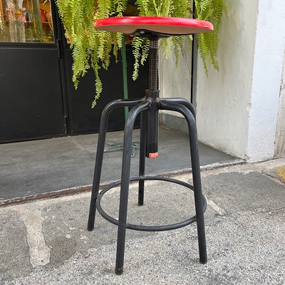 Industrial Red Adjustable Stool from GIED, Italy, 1970s-BVG-1068941