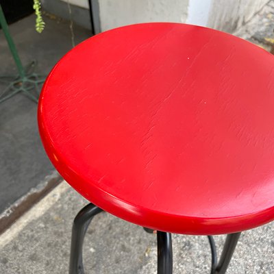 Industrial Red Adjustable Stool from GIED, Italy, 1970s-BVG-1068941