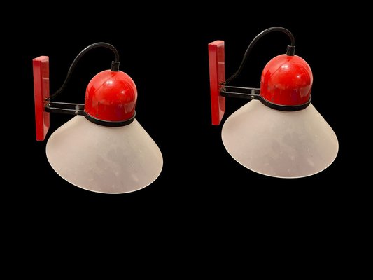 Industrial Red Sconces, 1970s, Set of 2-JJC-1795580