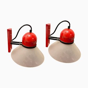 Industrial Red Sconces, 1970s, Set of 2-JJC-1795580