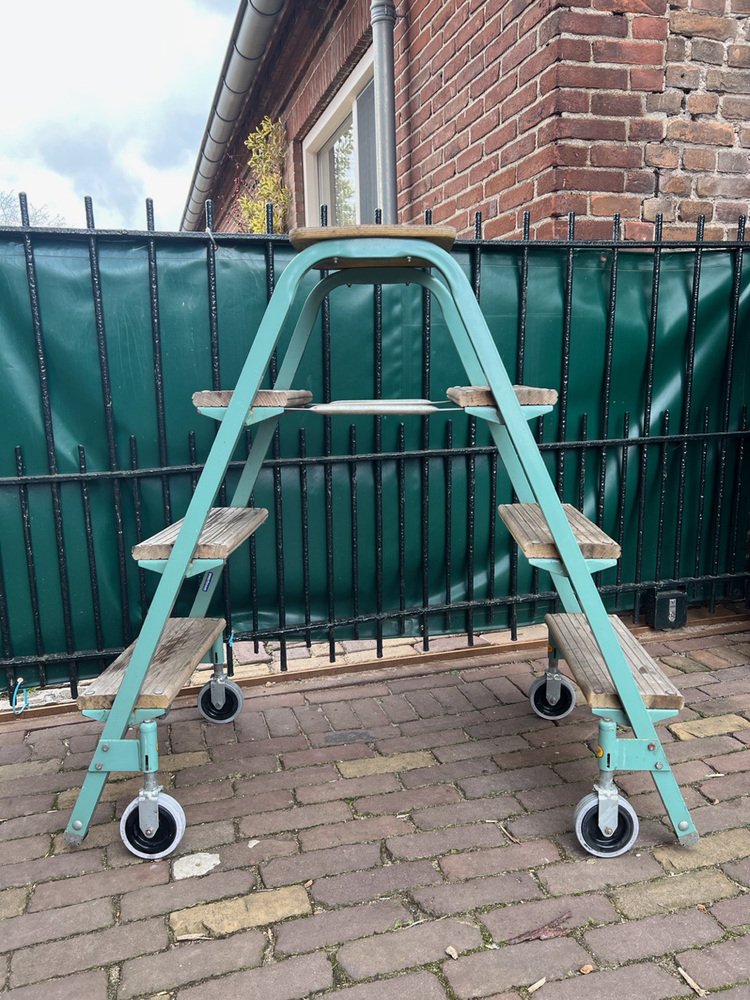 Industrial Rolling Step Ladder Stool, 1970s